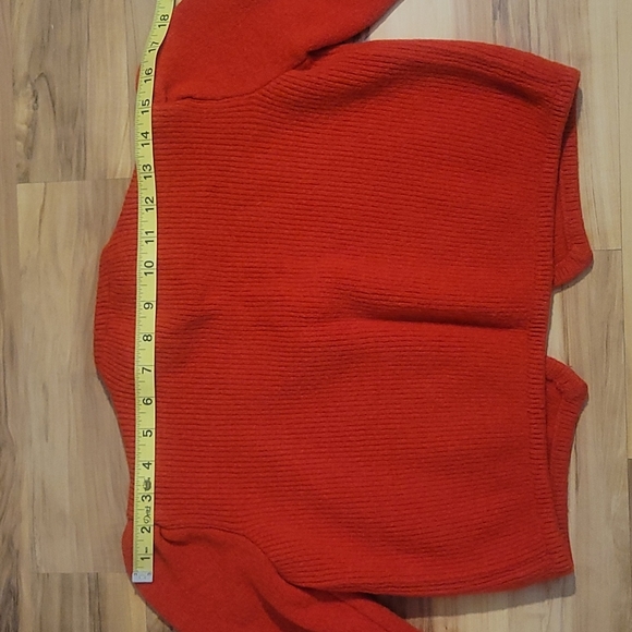 Vintage 80s Red Orange Ribbed Wool Knit Cropped Sweater XS - Picture 16 of 16
